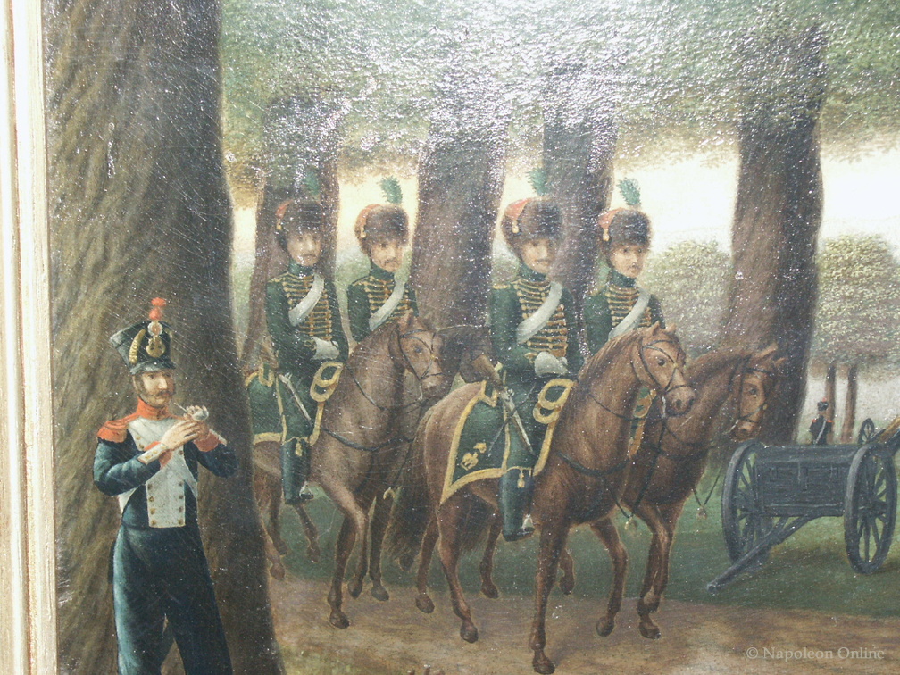 Napoleon und König Friedrich August zu Pferde im Ostragehege Dresden 1813 (linker Ausschnitt)