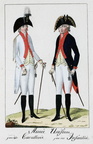 Armeeuniformen von Offizieren der Kavallerie und Infanterie