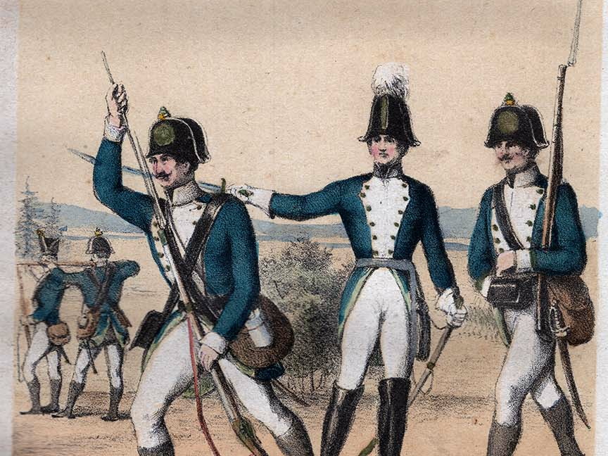 Preussen: Füsilier-Bataillon von Thiele 1787, Füsilier, Offizier und Unteroffizier